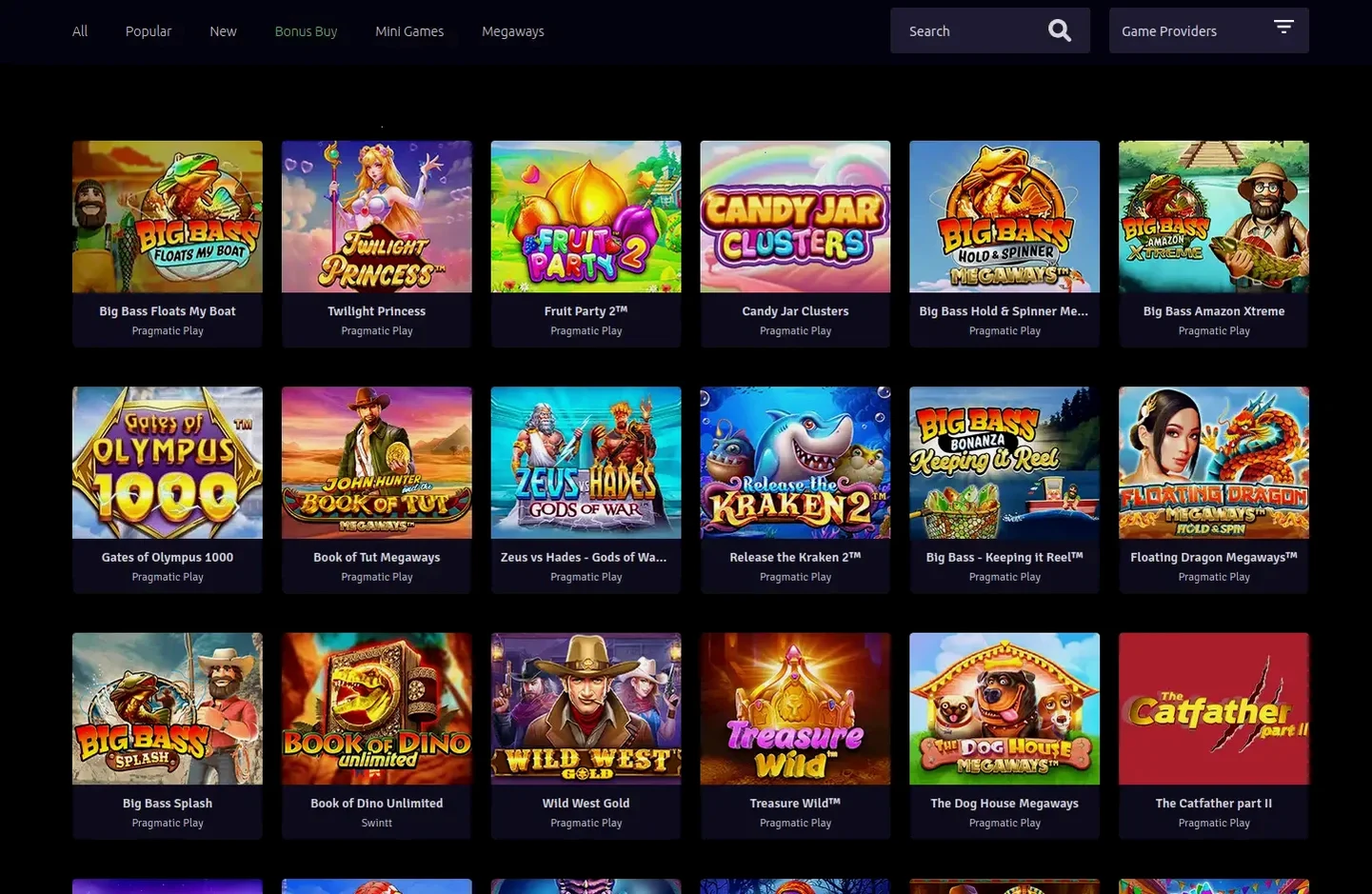 Lizaro Casino Spielauswahl